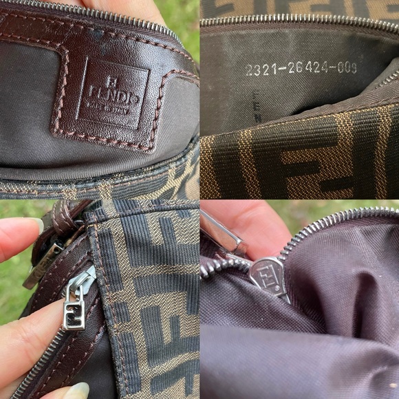 🤍VTG FENDI BAGUETTE ZUCCA Zucchino TOBACCO Pochette Shoulder Bag🤍🍬 - Picture 5 of 17